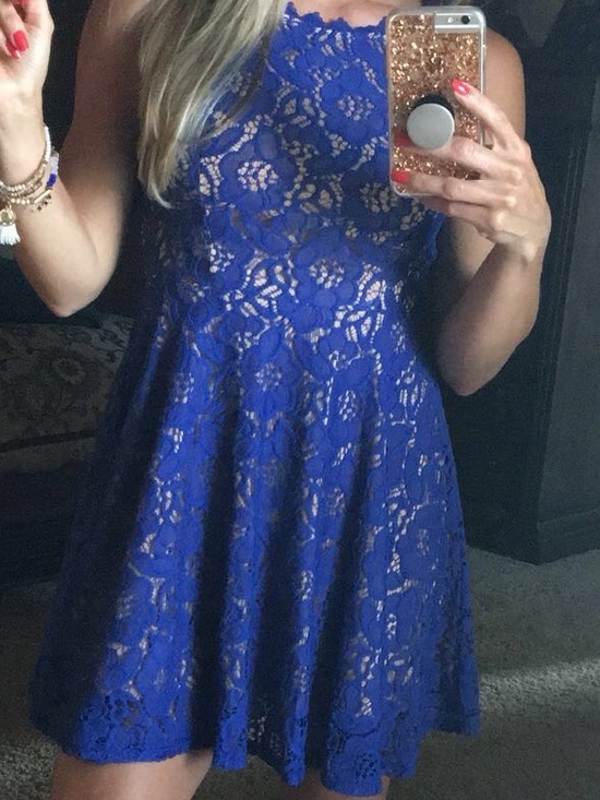 City Studio Dresses & Skirts - City Studio Royal Blue Lace Skater Dress